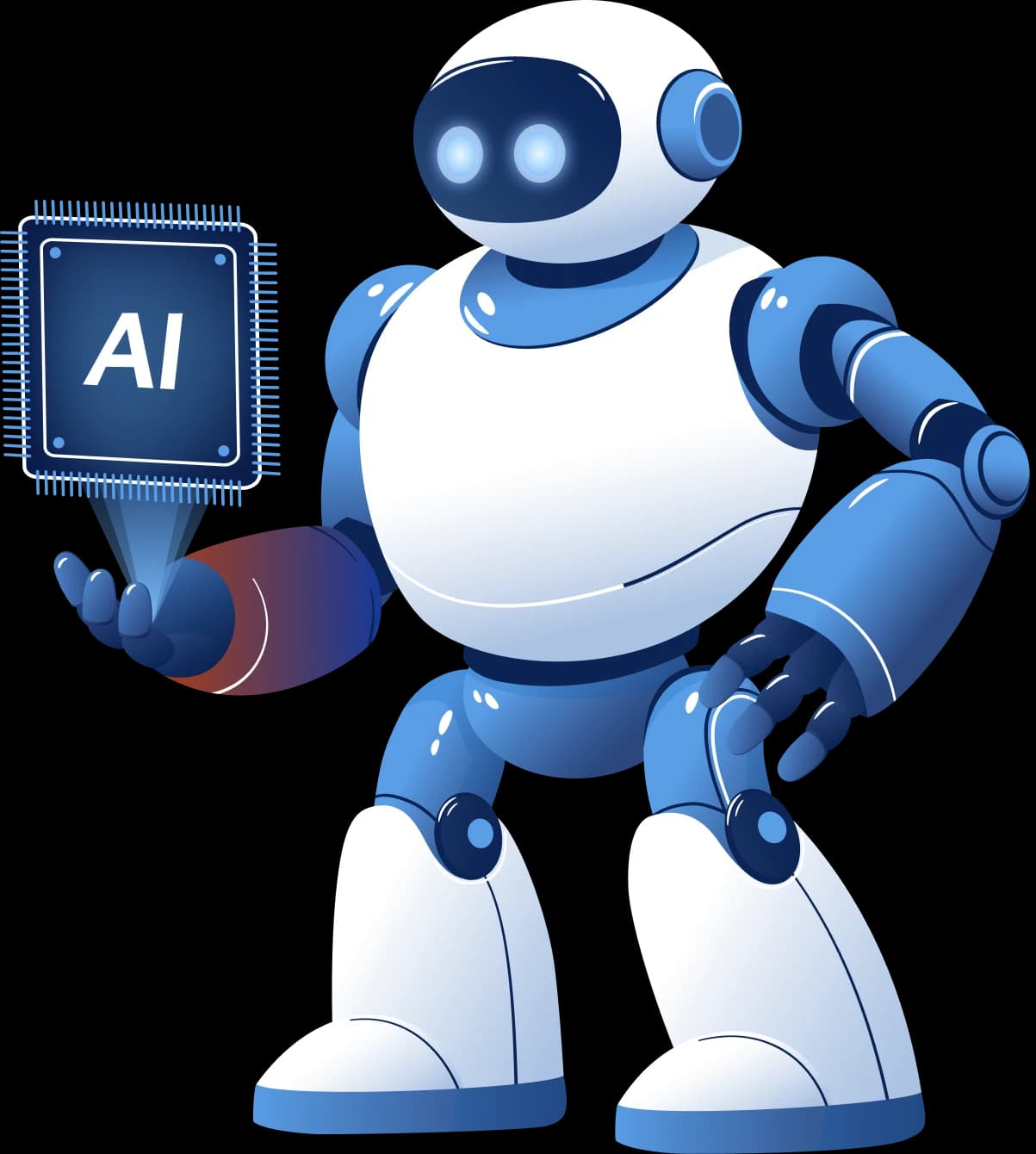 AI robot holding a chip